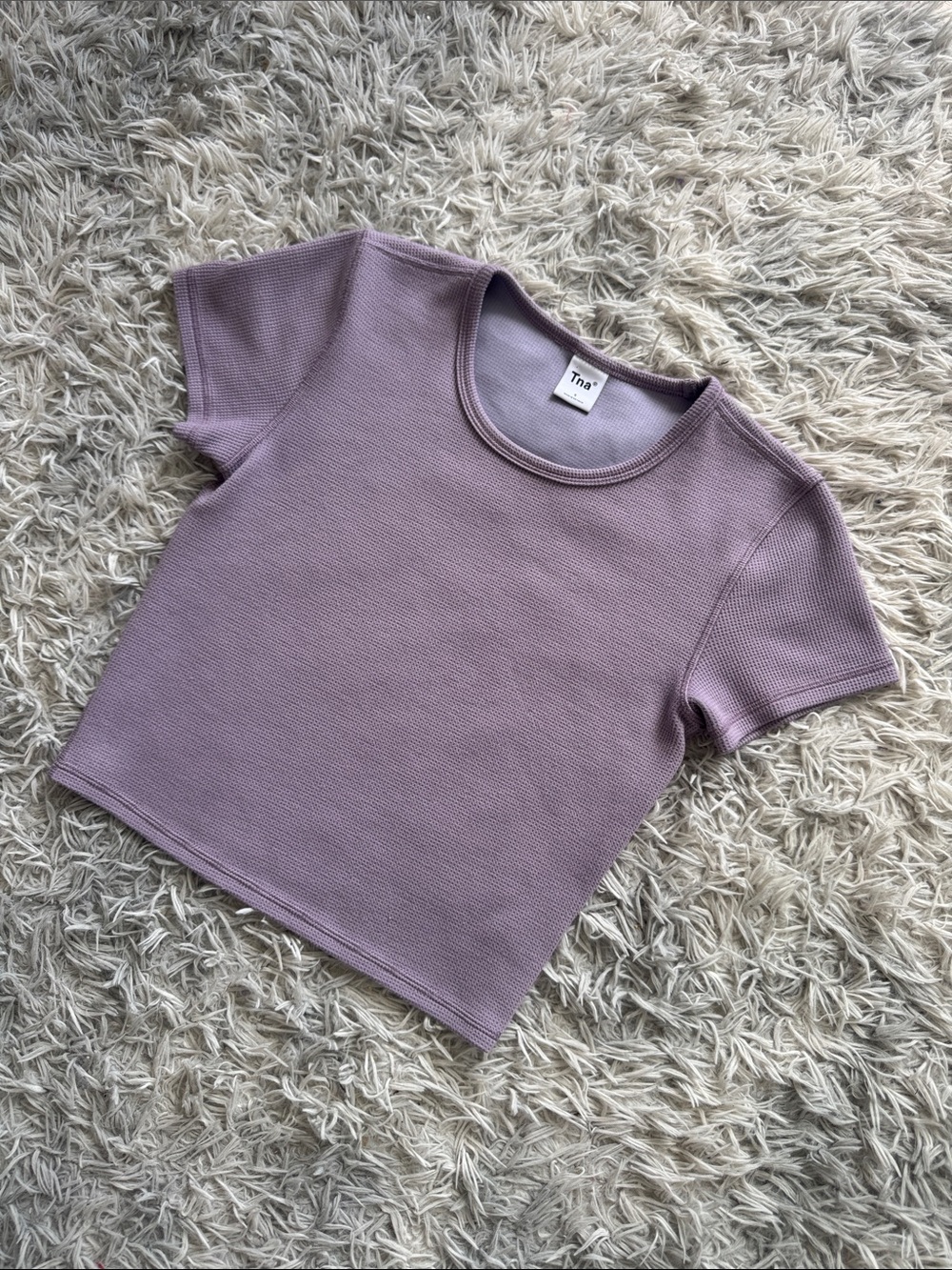 TNA Lavender Textured Crewneck Crop Top